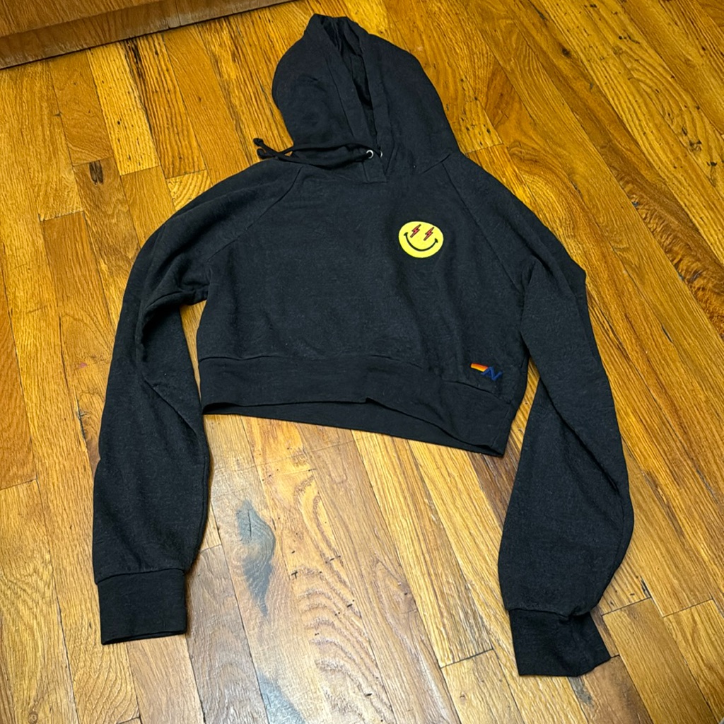 Brand New Aviator Nation Cropped Smiley Hoodie